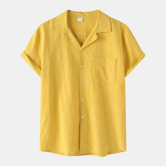 Camisa de Lino y Algodón Manga Corta para Hombre - Image 4
