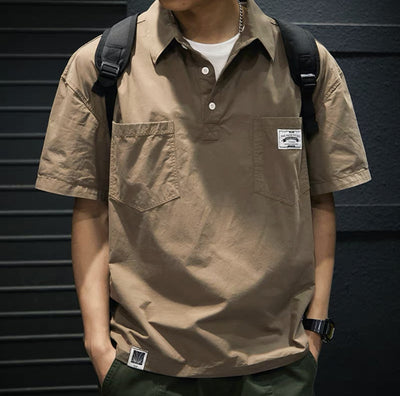 Camiseta de Trabajo Holgada en Colores Sólidos para Hombre - Image 12