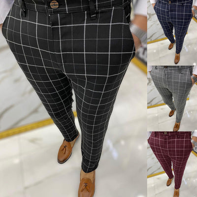 Pantalones de Vestir Casual a Cuadros para Hombre