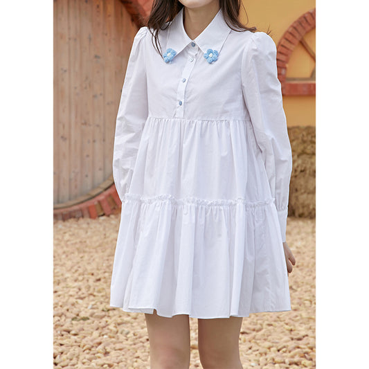 Vestido de Muñeca Tejido Sweet Girl con Flores Azules - Image 2