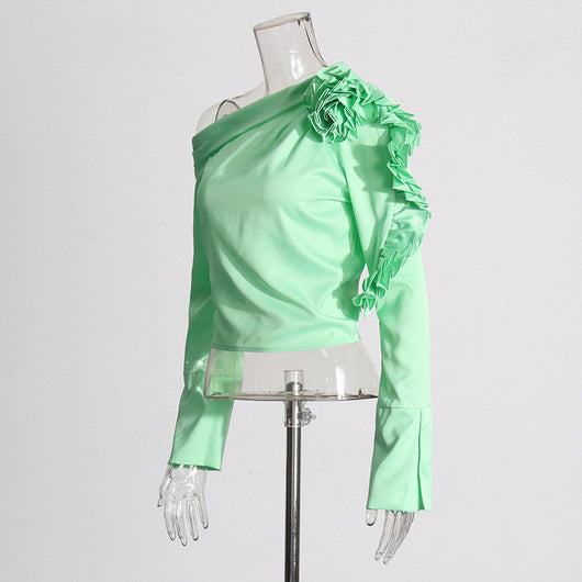 Blusa Larga Floral con Volantes y Diseño Patchwork para Mujer - Image 3