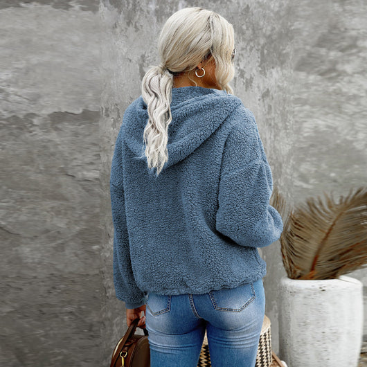 Chaqueta de Mujer Otoño Invierno Colores Sólidos con Cierre - Image 7
