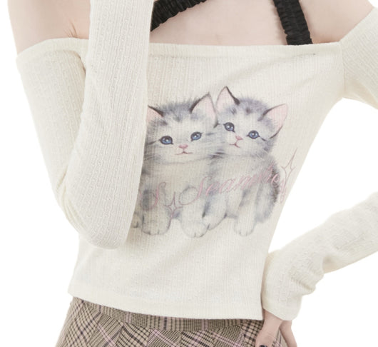 Blusa Asimétrica de Manga Larga Slim Fit Hombro Descubierto - Image 5