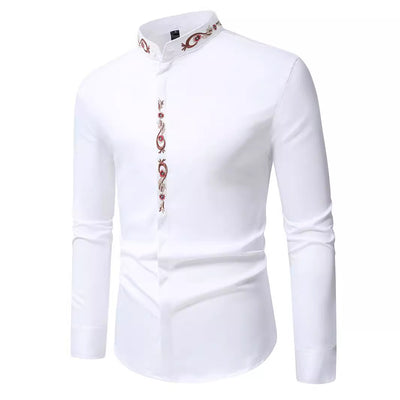 Camisa Casual de Manga Larga con Bordados para Hombre - Image 4