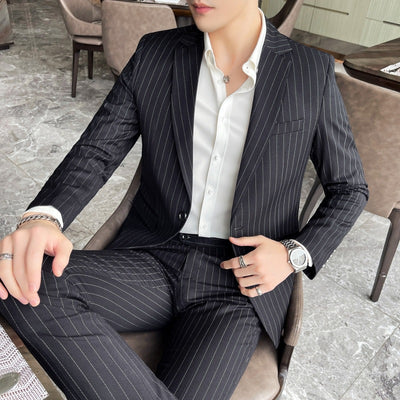 Traje Casual de Dos Piezas a Rayas para Hombre - Image 3