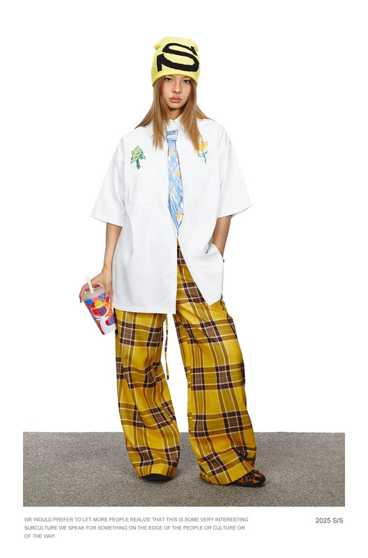Camisa Suelta Unisex con Diseño de Corbata Pintada a Mano - Marca de Moda Japonesa - Image 35