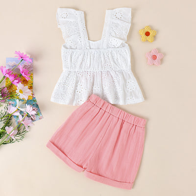 Conjunto de Short y Blusa Blanca con Volantes y Moño - Image 14