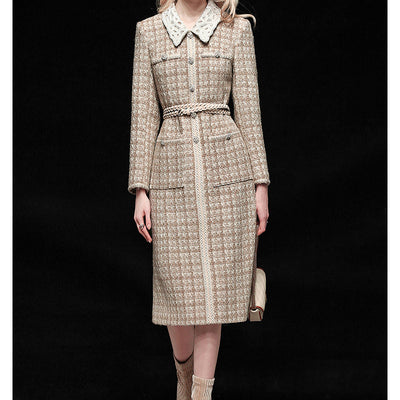 Vestido Interior Elegante de Tweed Francés con Encaje