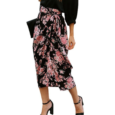 Falda Estampada para Mujer con Cortes Laterales y Tirantes Irregulares - Image 5