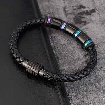 Pulsera de Acero Titanio y Cuero para Hombre - Diseño Minimalista - Image 8