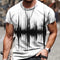 Camiseta Masculina Estampa de Paisagem Natural Fresca e Elegante Manga Curta