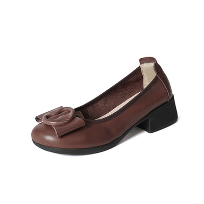 Zapatos Tipo Mocasín de Cuero Auténtico con Tacón Medio para Mujer - Image 19
