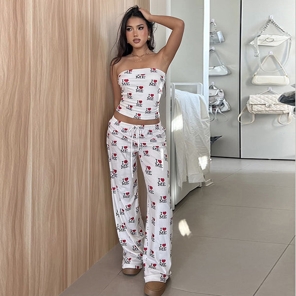 Pantalones Casuales Holgados con Estampado de Letras