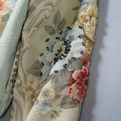 Chaqueta Beisbolera Larga con Peonia Cristalizada y Bordado en Relieve para Mujer - Image 11