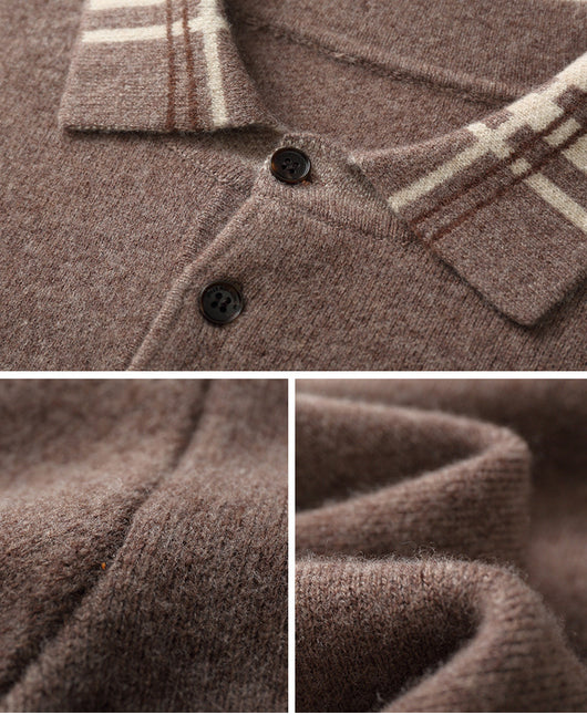 Suéter Polo Cuello Solapa Multicolor Tejido Cashmere Holgado - Image 12