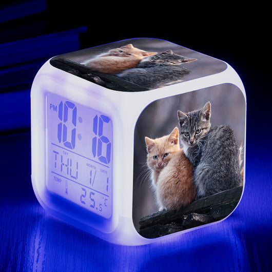 Reloj Despertador Cuadrado Multicolor para Gatos - Image 15
