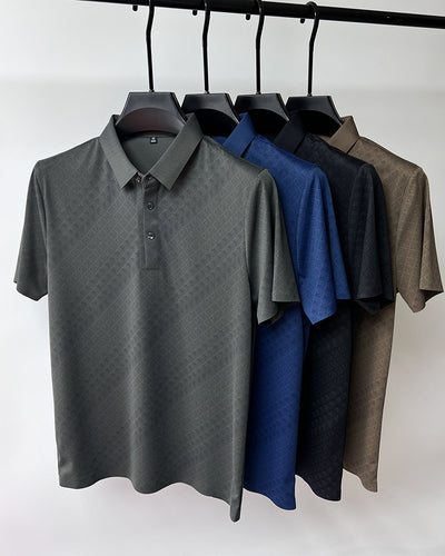 Polo Elegante de Seda de Hielo Manga Corta para Hombre - Diseño Cuadros Verano - Image 17
