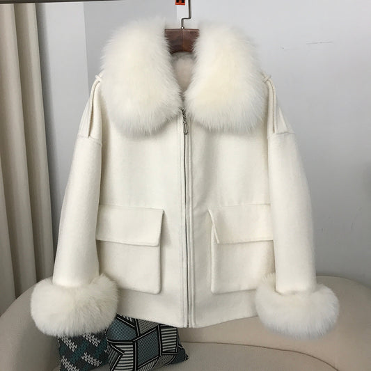 Abrigo de Lana Reversible Grueso para Otoño e Invierno
