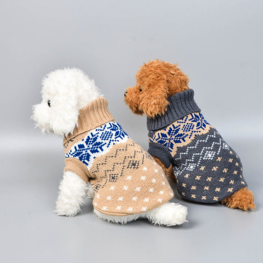 Suéter Cálido para Mascotas con Diseño de Copos de Nieve - Otoño e Invierno