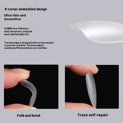 Uñas Postizas Ultradelgadas Efecto Cristal - Forma Almendra sin Pulir - Image 3