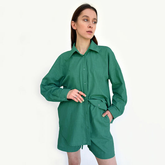 Camisa Larga de Algodón y Lino para Mujer - Colección Otoño Temprano - Image 4