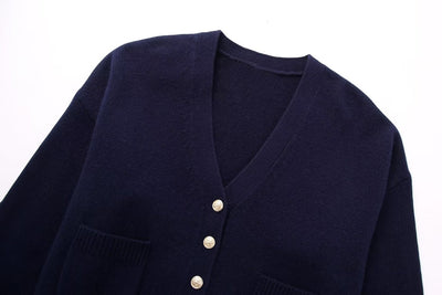 Chaqueta de Punto con Cuello en V - Moda Urbana para Mujer - Image 11