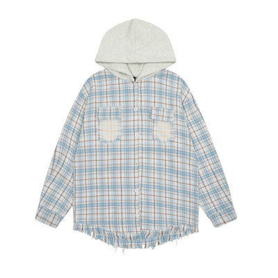 Camisa a Cuadros con Capucha Versátil para Hombre - Image 8