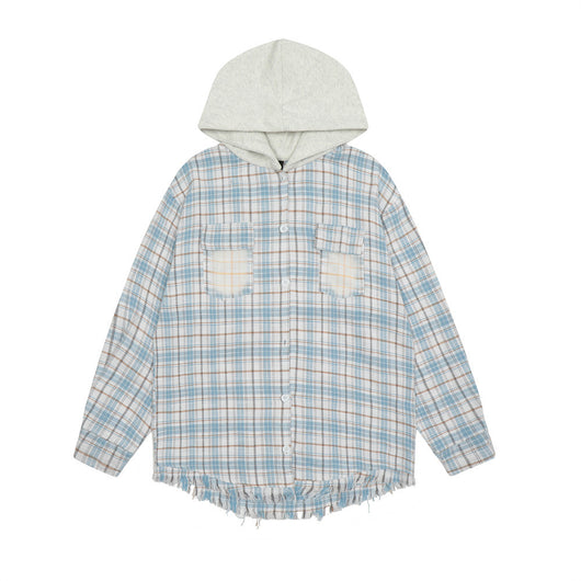 Camisa a Cuadros con Capucha Versátil para Hombre - Image 8
