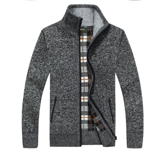 Suéter de Punto para Hombre con Mangas de Terciopelo - Chamarra Abrigada de Otoño - Image 15