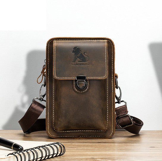 Bolsa Mensajera de Cuero con Cinturón Multifuncional para Hombre