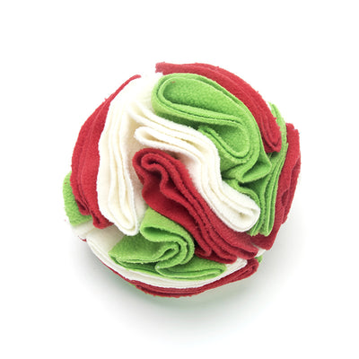 Pet sniffing pad in a ball shape, made of soft polar fleece in shades of pink, purple, and white, for dogs. - Image 14