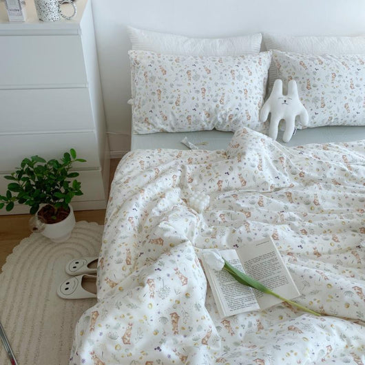 Juego de Edredón Infantil Estilo Pastoral con Diseño de Dibujos Animados - 4 Piezas de Algodón - Image 7