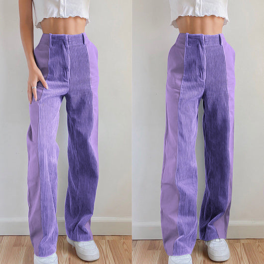 Pantalones Rectos Anchos con Bloques de Color - Casual y Versátil