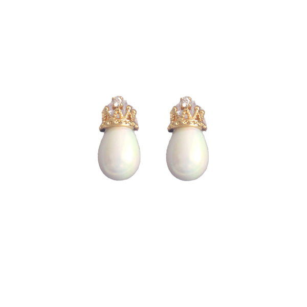 Aretes de Plata Cerámica Diseño Corona - Image 3