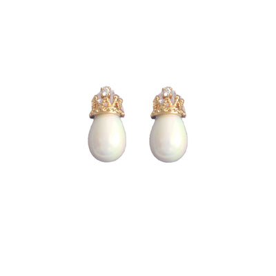 Aretes de Plata Cerámica Diseño Corona - Image 3
