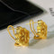 French Gilt Four-Leaf Grass Fritillaria Earrings Gilt