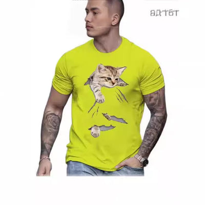 Playera Gato 3D Estampado Animal Print Manga Corta Hombre - Image 5