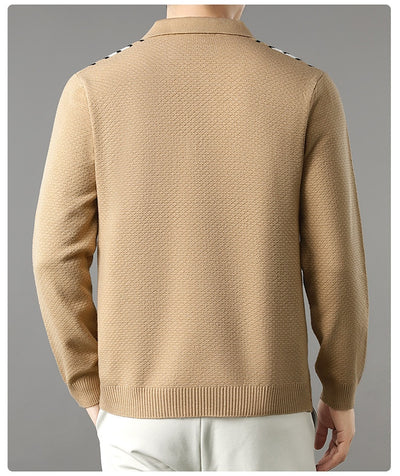 Suéter de Punto Colorblock con Cuello y Cierre Medio Cremallera para Hombre - Image 30