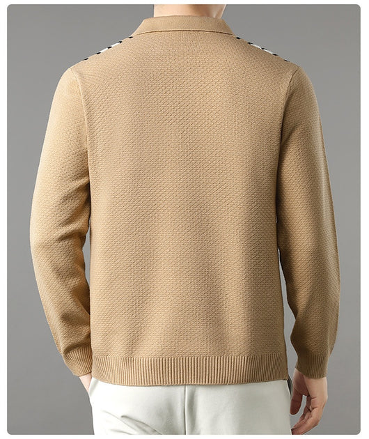 Suéter de Punto Colorblock con Cuello y Cierre Medio Cremallera para Hombre - Image 30
