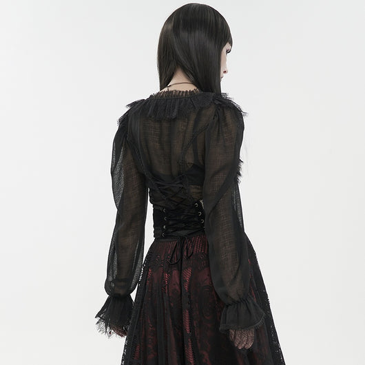 Blusa Gótica Punk con Encaje y Cordones para Mujer - Image 4