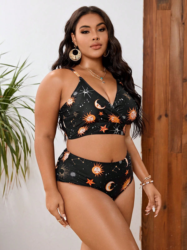 Traje de Baño Mujer Corte Asimétrico Estampado Talla Grande - Image 6