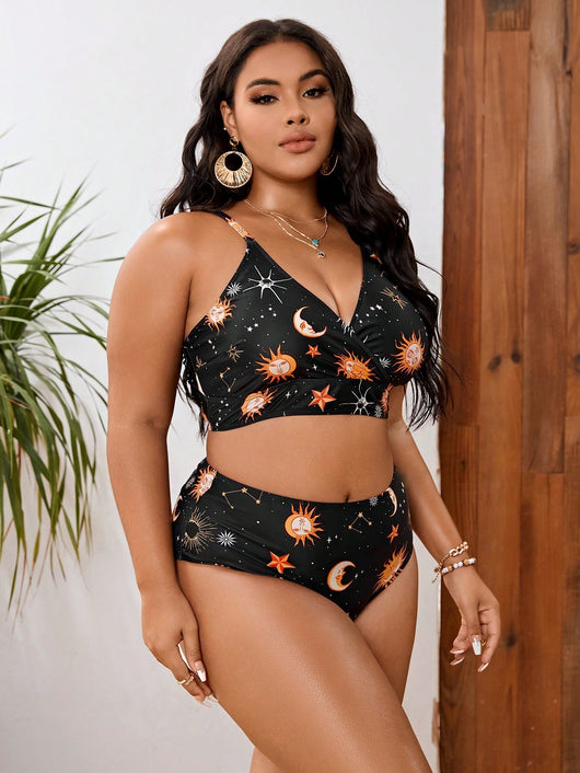 Traje de Baño Mujer Corte Asimétrico Estampado Talla Grande - Image 6