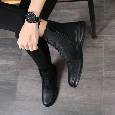 Botas Martin Hombre Cuero Negro Todas las Estaciones