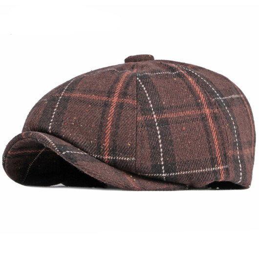 Gorro Octagonal Vintage Británico a Cuadros para Hombre - Image 3