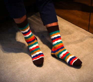 Calcetines Hombre Estilo Británico a Rayas Tubo Medio - Image 9