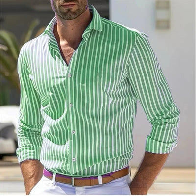 Camisa Manga Larga a Rayas Slim Fit para Hombre - Image 13