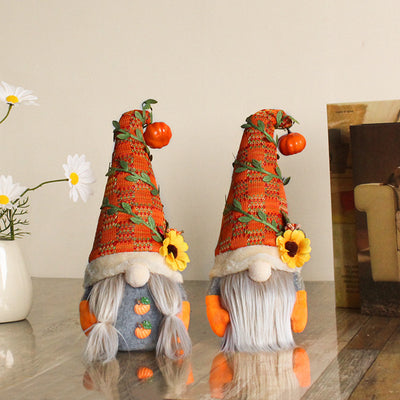Muñecos Enanos Decorativos Calabaza y Girasol sin Rostro para Ventanas - Image 8