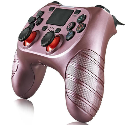Luxury gold game controller with black analog sticks, red triggers, and a textured grip, featuring a touchpad and various buttons. - Image 14