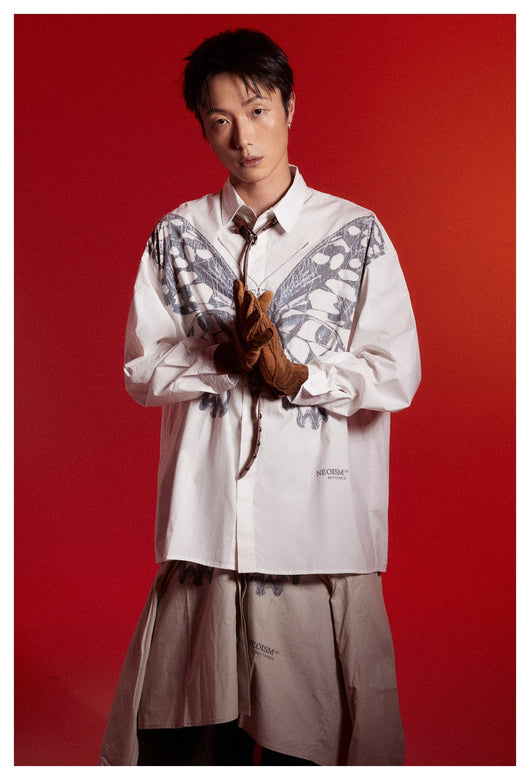 Camisa de Trabajo con Estampado Mariposa - Hombre Casual Manga Larga - Image 15