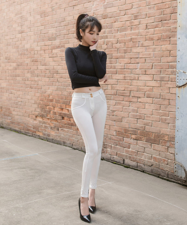 Leggins Casuales Ajustados de Cintura Baja en Algodón para Mujer